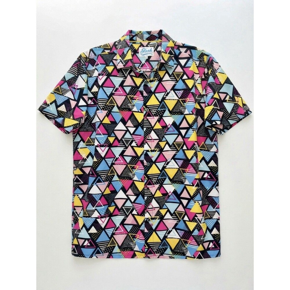 Fresh Prints of Bel-Air Geometric Print Button Down Shirt Men’s Large 90s EUC